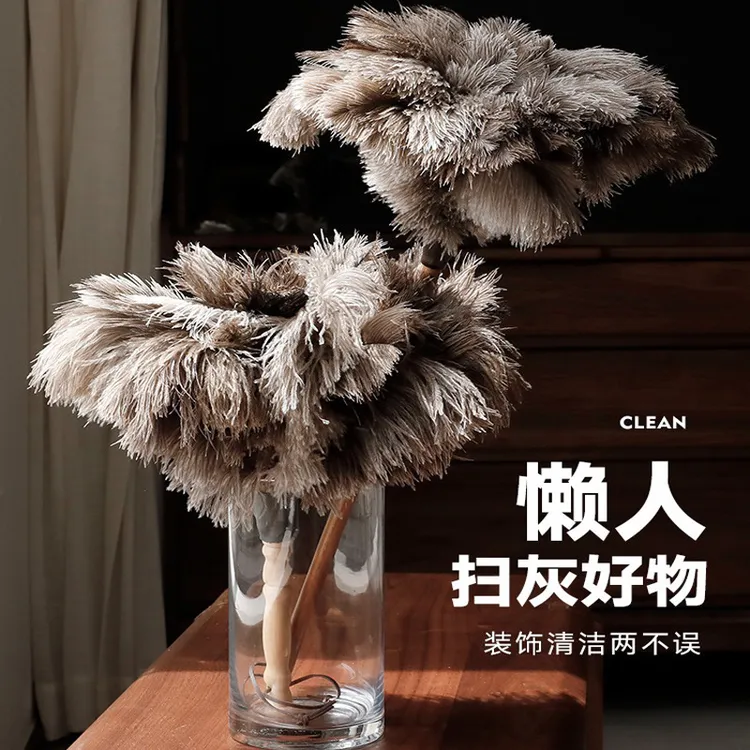 掸子家用不易掉毛除尘神器吸尘除尘掸子鸵鸟毛禅扫灰摆件Q