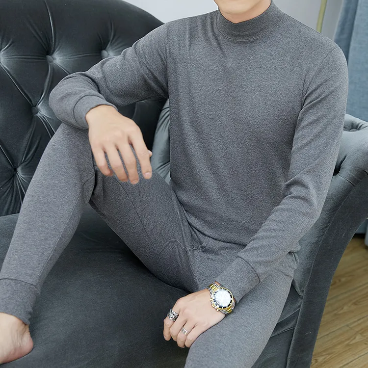 【100%纯棉】秋衣秋裤套装男女士内衣中圆领老年棉毛衫秋冬季保暖