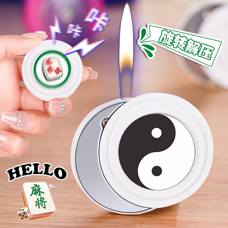 转盘解压充气打火机爱心迷你麻将网红爆款卡通创意个性便携刻字女