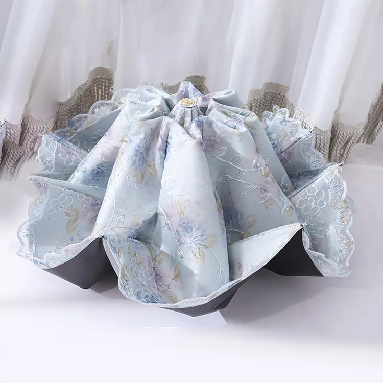 双层太阳伞黑胶防晒防紫外线遮阳伞学生小清新可爱公主伞折叠两用