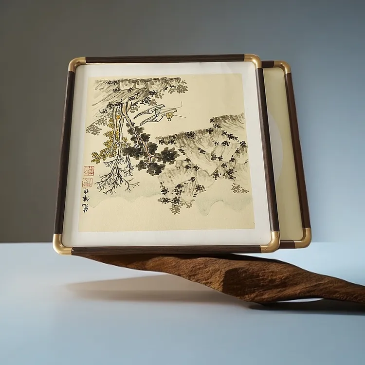 拍一发二38*38北美云杉仿铜角实木画框～送有机玻璃～送卡纸