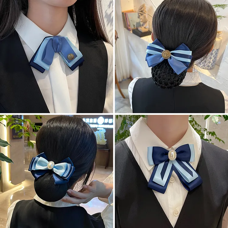 头花女职业发网兜空姐银行酒店美容院发夹发饰头饰盘头发蓝色发卡