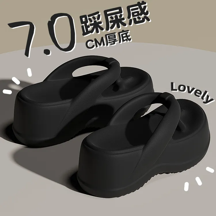 猫力EVA踩屎感人字拖女夏季外穿高跟厚底防滑网红时尚ins夹脚拖鞋