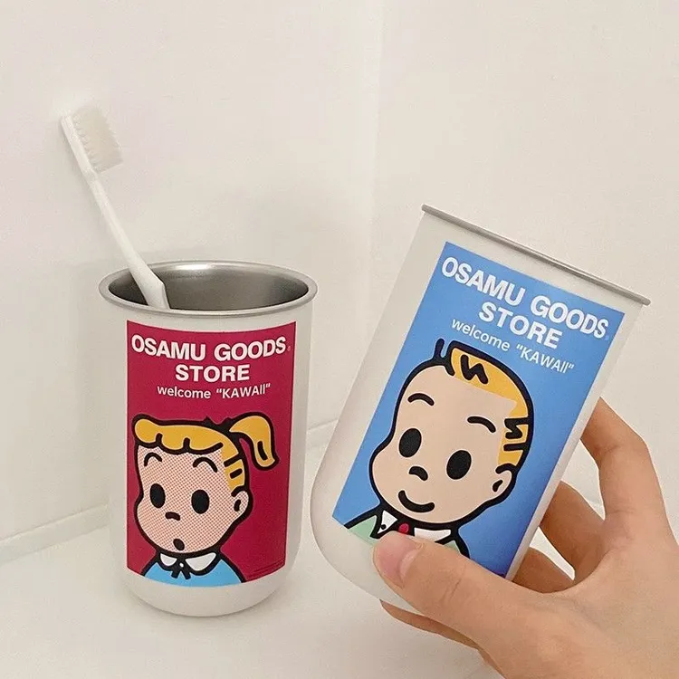 可爱漱口杯304不锈钢家用牙刷儿童原田治高颜值宿舍洗漱水杯情侣~