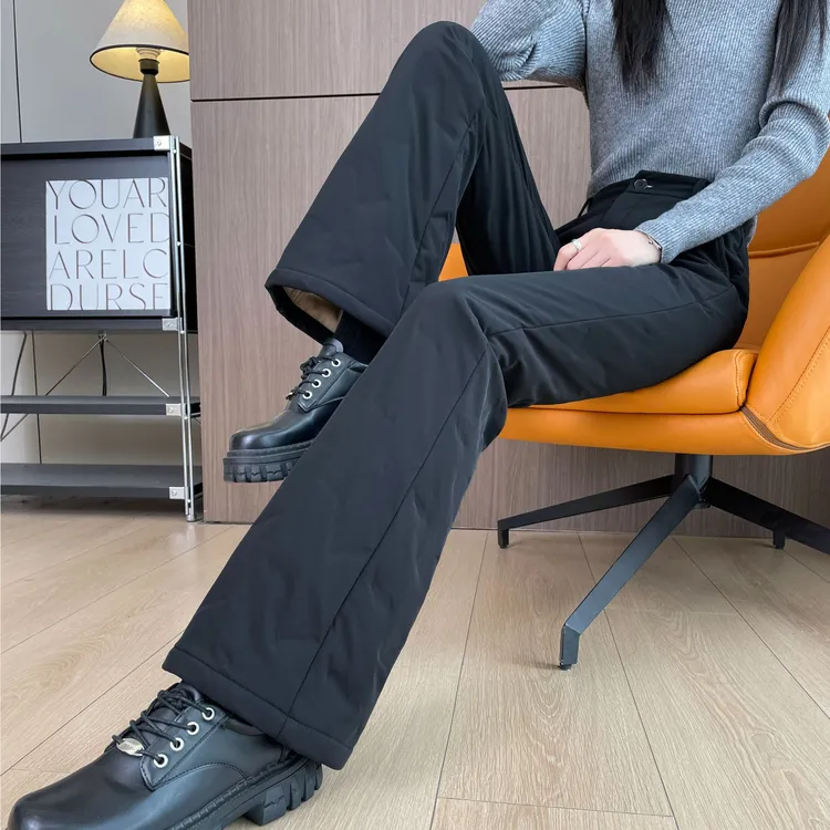 三防黑色微喇叭羽绒裤女外穿冬季新款东北零下40度抗寒马蹄裤棉裤