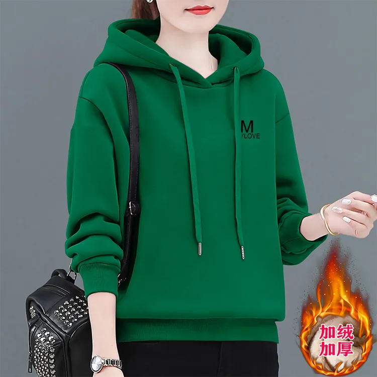 加绒加厚连帽卫衣女春秋新款小个子爆款中年妈妈洋气减龄外套冬季