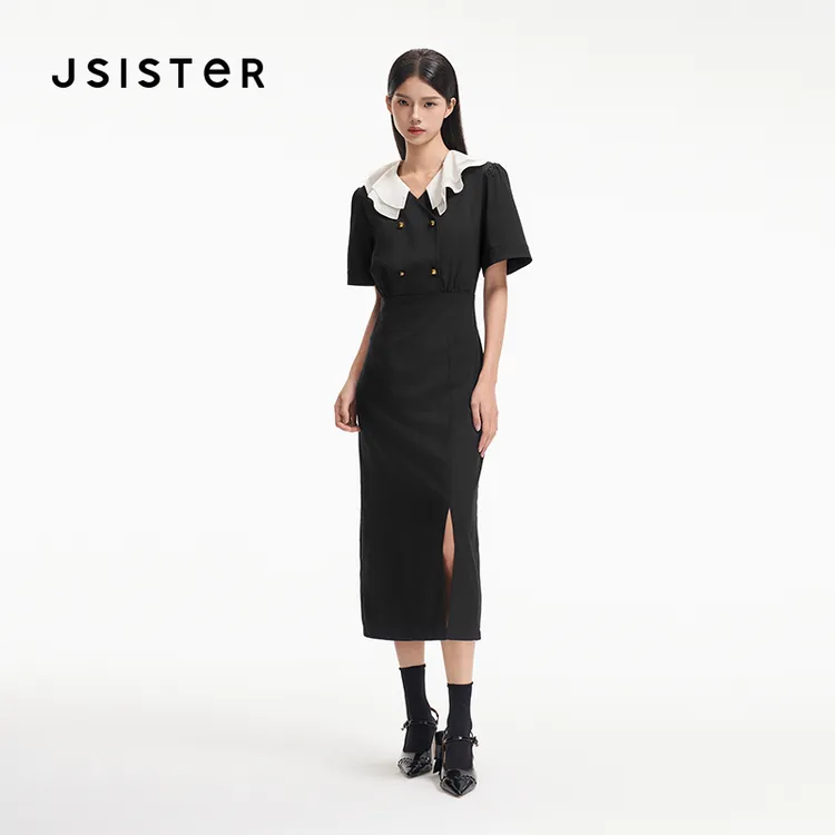 jsister夏季新品连衣裙 JS女装时尚优雅法式气质修身显瘦