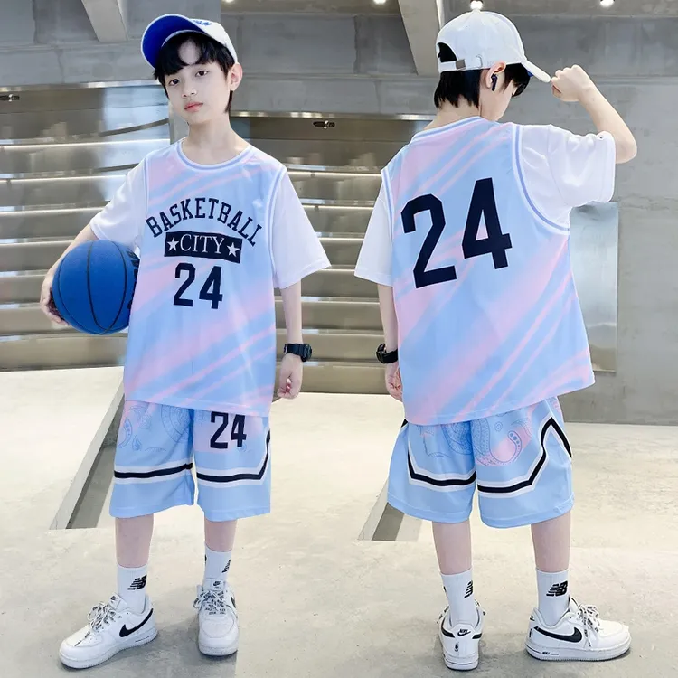 男童冰丝衣服速干篮球服套装夏新款中大童男孩夏天洋气薄款两件套