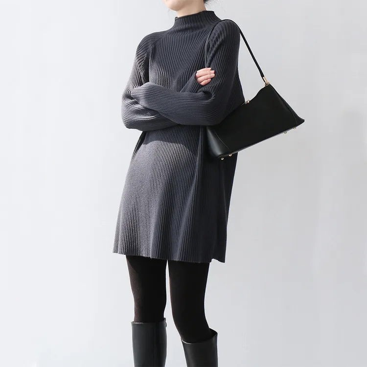 连衣裙秋冬新款半高领洋气上档次女装轻奢御姐风针织短裙毛衣裙女