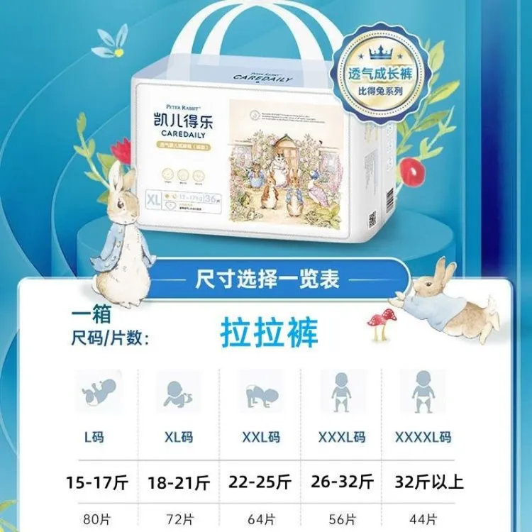 凯儿得乐比得兔彼得兔纸尿裤婴儿初生儿款男女尿不湿拉拉裤
