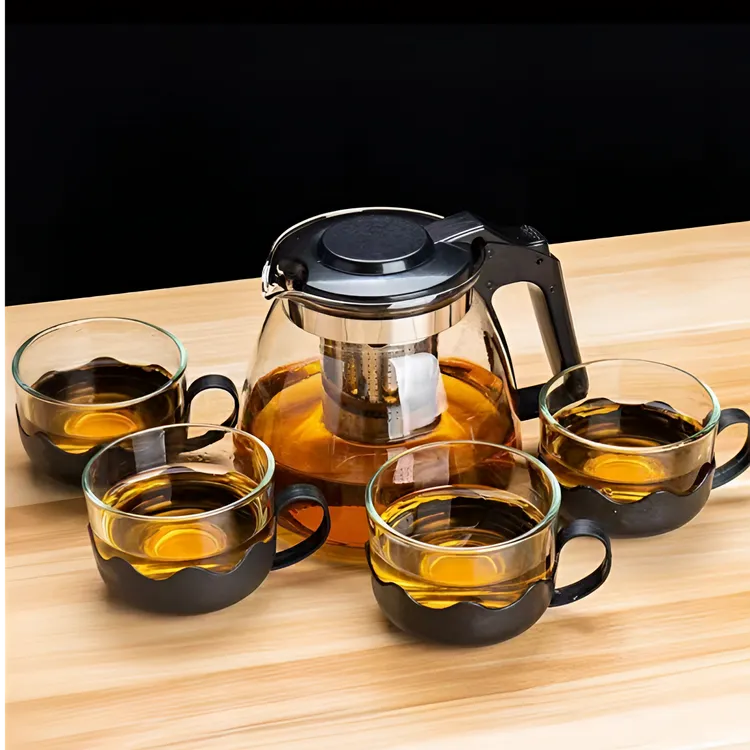 包邮/茶具一壶四杯专用茶水分离透明家用耐热带盖水具套装玻璃壶
