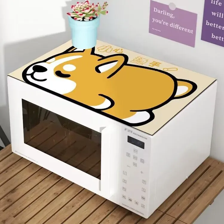 微波炉罩防尘罩硅藻泥卡通防水家用通用烤箱罩冰箱洗衣机布艺盖布