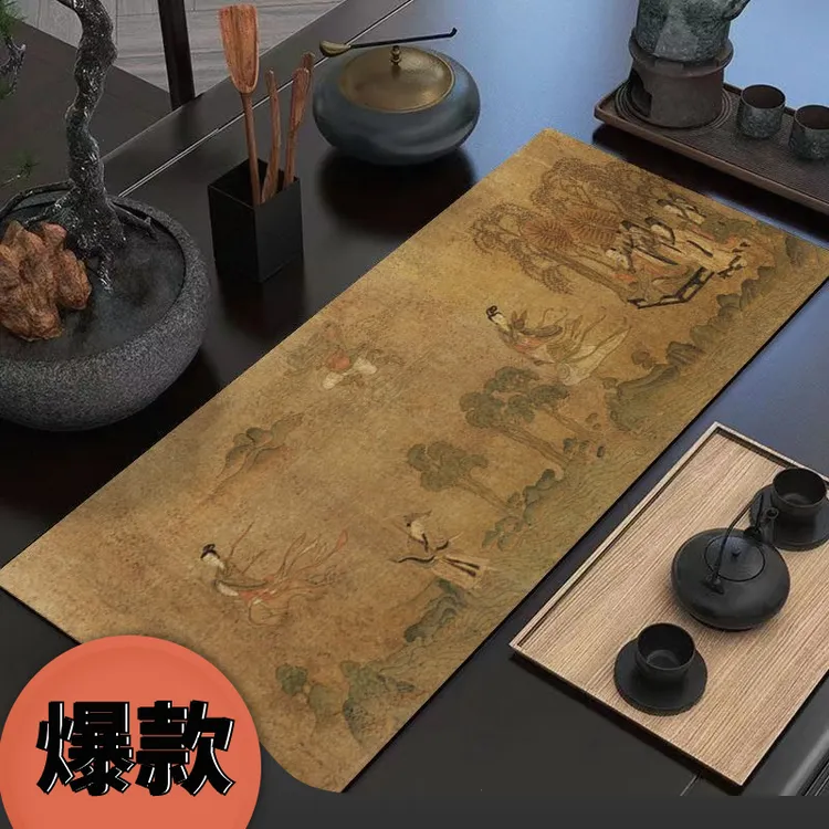 新中式吸水茶巾国风禅意防尘隔热免洗速干茶旗家用国风茶台垫子