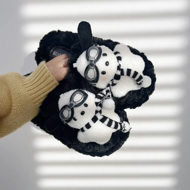 网红卡通厚底毛毛拖鞋女士室内防滑保暖冬季韩版毛绒居家学生拖鞋