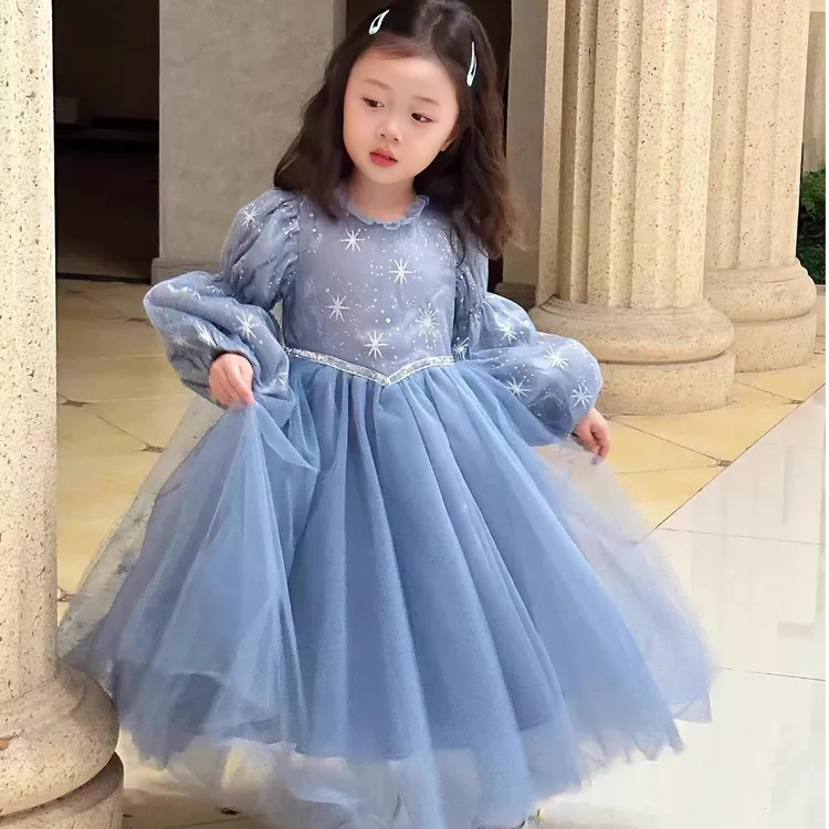 原创艾莎公主裙万圣节女童连衣裙儿童爱莎裙子高端礼服长裙春秋季
