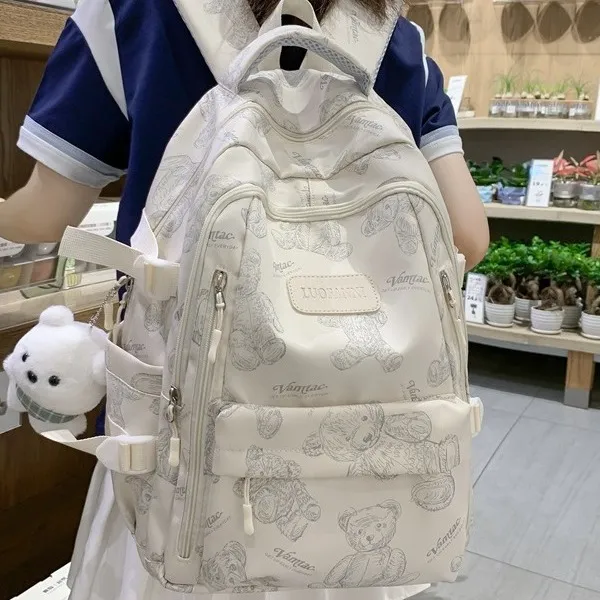 高颜值小清新双肩包女生轻便大容量初高中学生书包潮酷休闲背包  