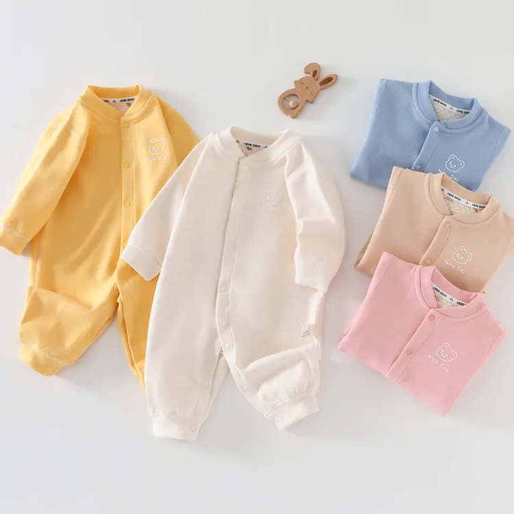 秋冬婴儿连体保暖温感新生儿哈衣爬服0-12个月宝宝打底衣服春休闲
