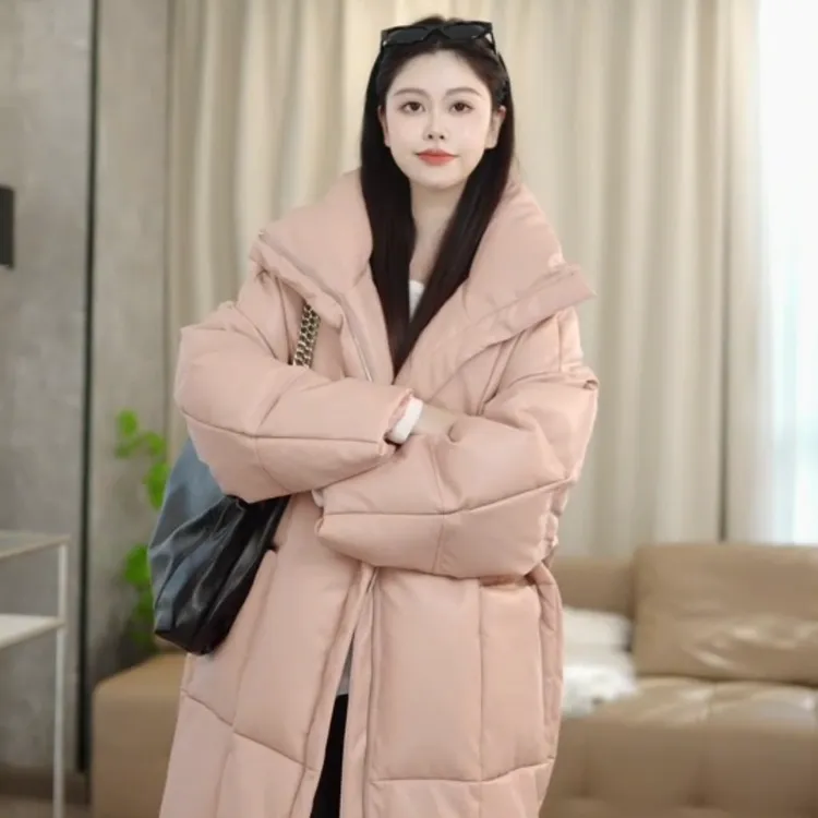 网红大被子鹅绒2024新款气质长款皮衣羽绒服极寒系列加厚宽松百搭