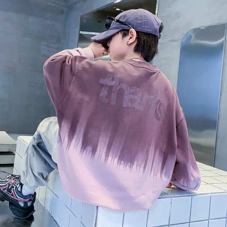 男童卫衣春秋款2024新款儿童圆领扎染套头中大童宽松帅气6-12岁