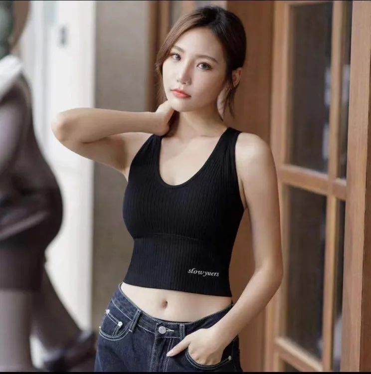 春夏字母美背裹胸一体网红带胸垫无钢圈女小吊带收腹背心3503聚拢
