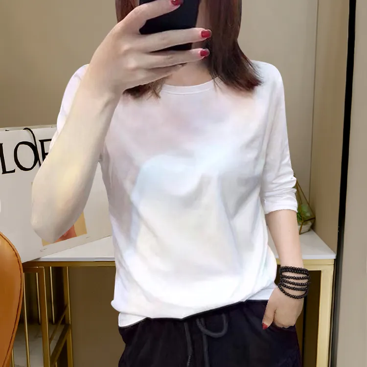棉质七分袖打底衫半袖t恤女2025白色基础款内搭舒适简约短袖上衣
