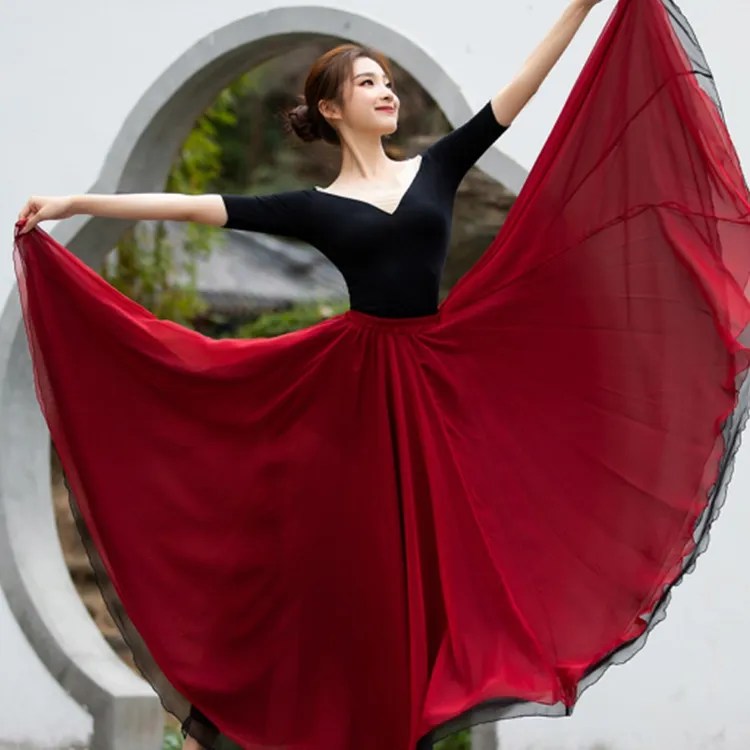 古典舞720度双层大摆裙夏辉同款民族风舞蹈演出飘逸两面穿长裙