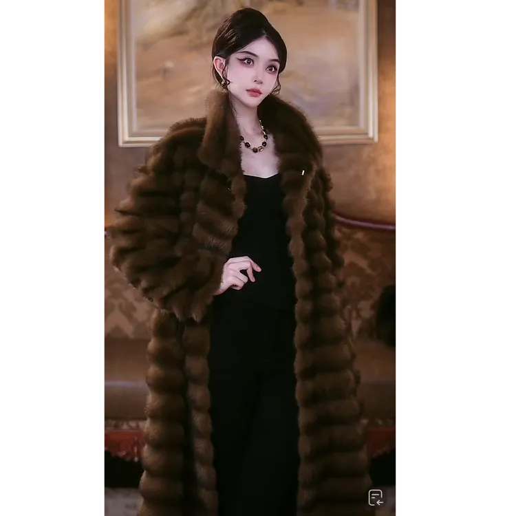 法式高奢秋冬设计师龙猫长款立领毛毛外套