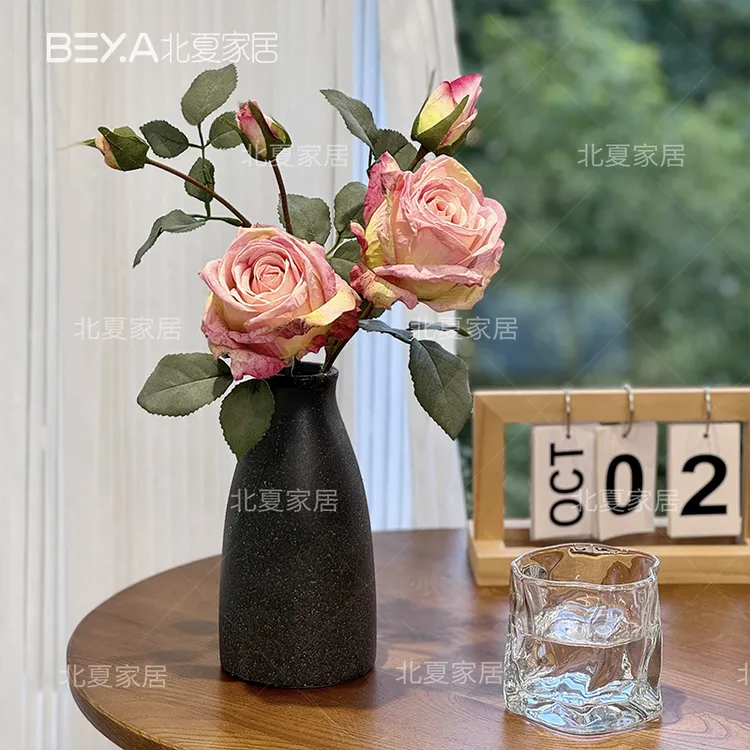 玫瑰仿真焦边仿真花莫奈希腊风多头花束高档复古拍照摆件