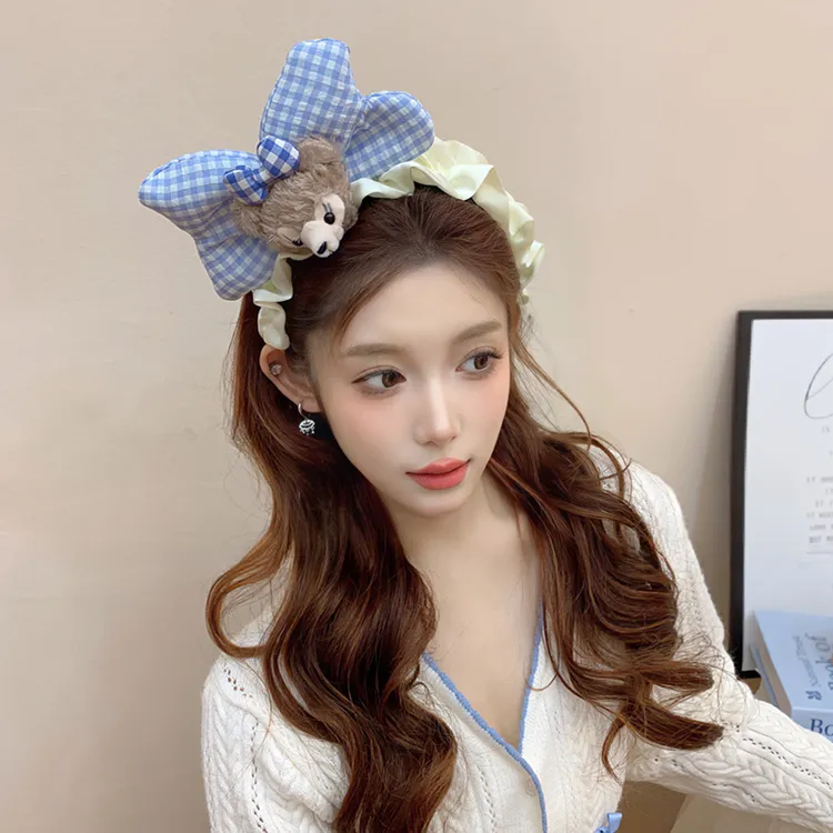 可爱卡通蝴蝶结褶皱洗脸发箍女2024新款高端头箍高颅顶显脸小头饰