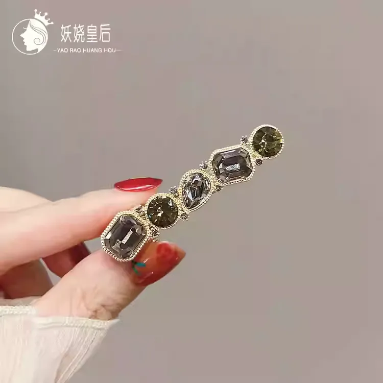水晶小夹子头饰高级感简约顶夹后脑勺刘海夹边夹发卡鸭嘴夹发夹女
