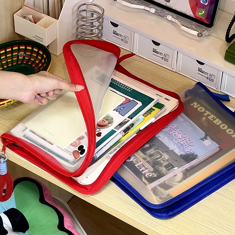 文件袋透明塑料学生拉链袋书课本试卷资料文具上课学补习收纳袋