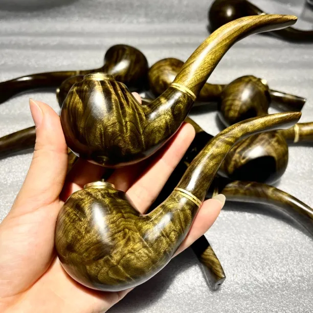 正宗金丝楠乌木烟斗烟嘴小叶金丝楠木阴沉木烟袋工艺品自用摆件