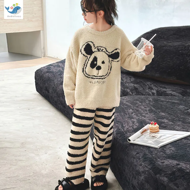 儿童睡衣女孩2024新款秋冬女大童珊瑚法兰绒居家服女童冬季家居服