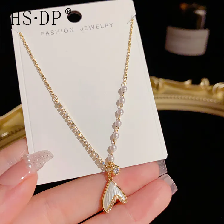 铜陶瓷项链 网红同款 ins简约时尚气质珍珠鱼尾项链小众设计感轻