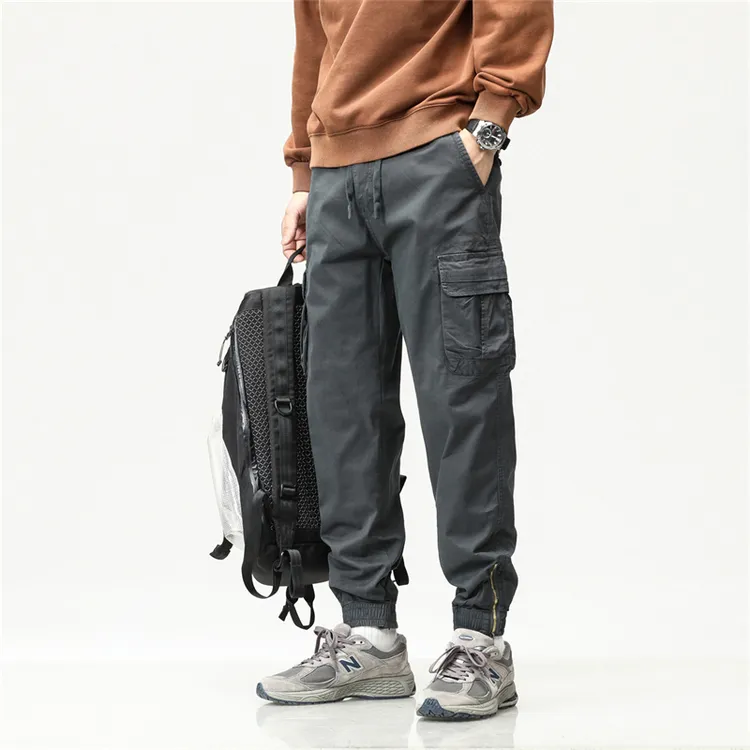 秋冬新款工装裤男束脚宽松百搭休闲裤潮流多口袋耐磨工装裤子日系