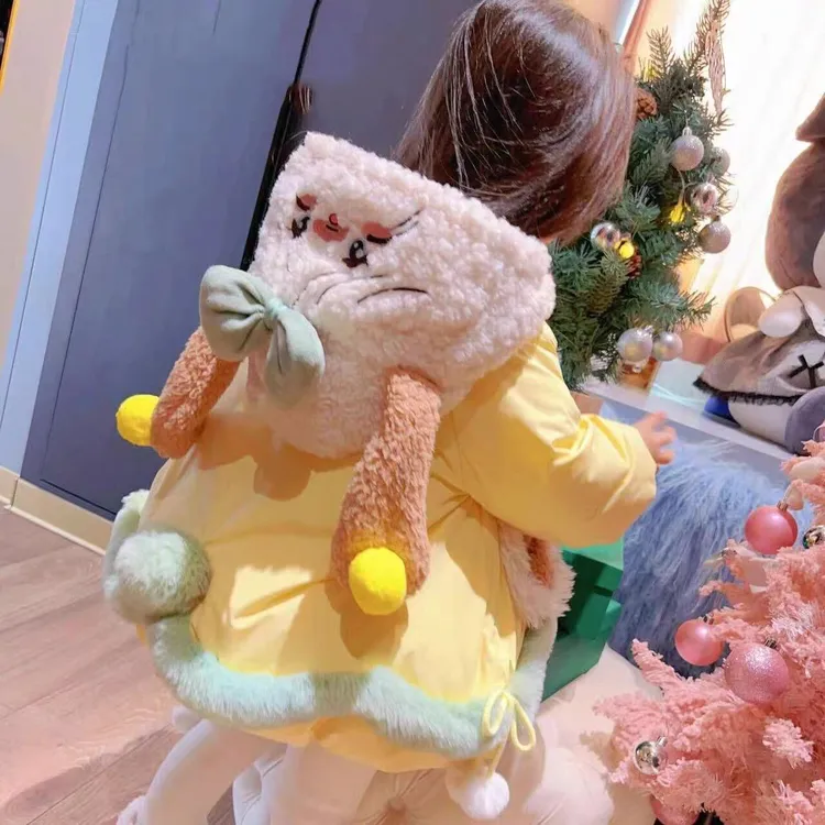 女小童洛丽塔棉衣冬季新款洋气时尚女宝宝加绒加厚甜美中长款棉衣