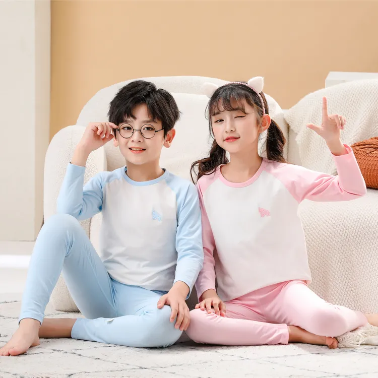 儿童纯棉内衣套装男童女童宝宝薄款春秋衣秋裤中大童打底长袖睡衣