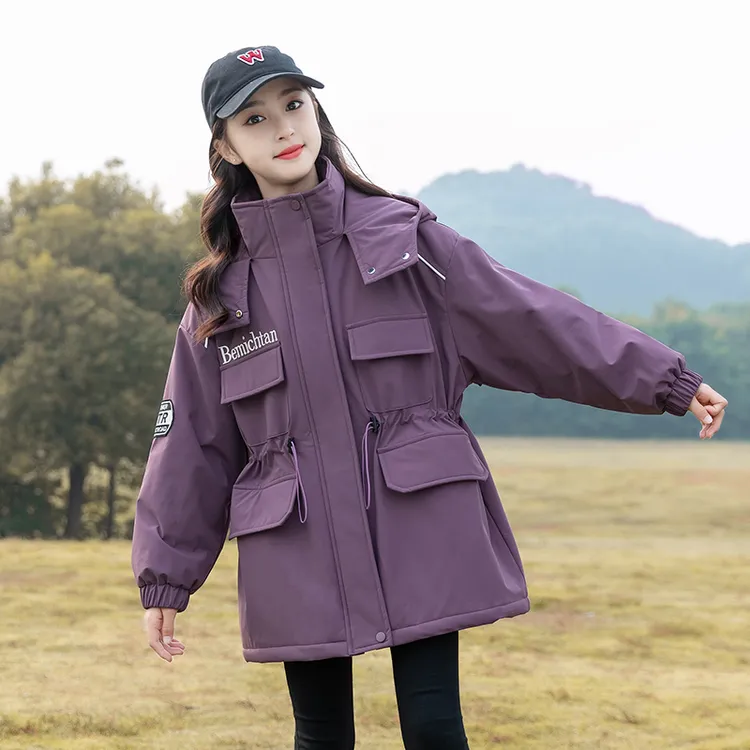 女童加绒外套秋冬款2025新款儿童洋气棉衣女大童加厚冬装派克棉服
