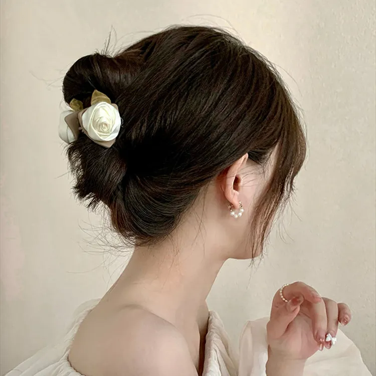 法式复古玫瑰抓夹小号简约鲨鱼夹超仙高级感发夹女夏季后脑勺头饰