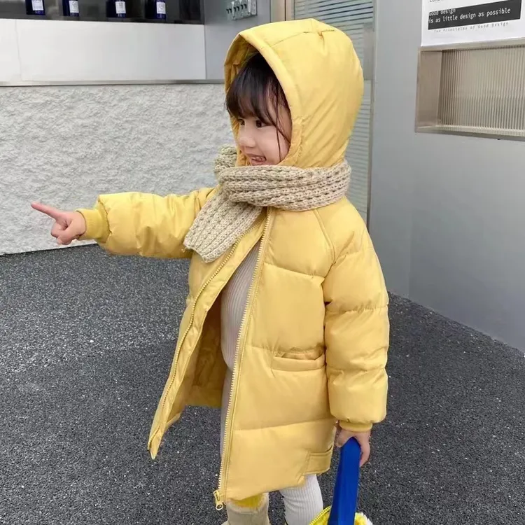 儿童冬季加厚长款洋气连帽羽绒服