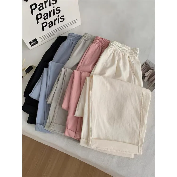 冰感凉凉裤2024夏季新款轻薄透气显瘦速干不易皱九分奶奶裤阔腿裤