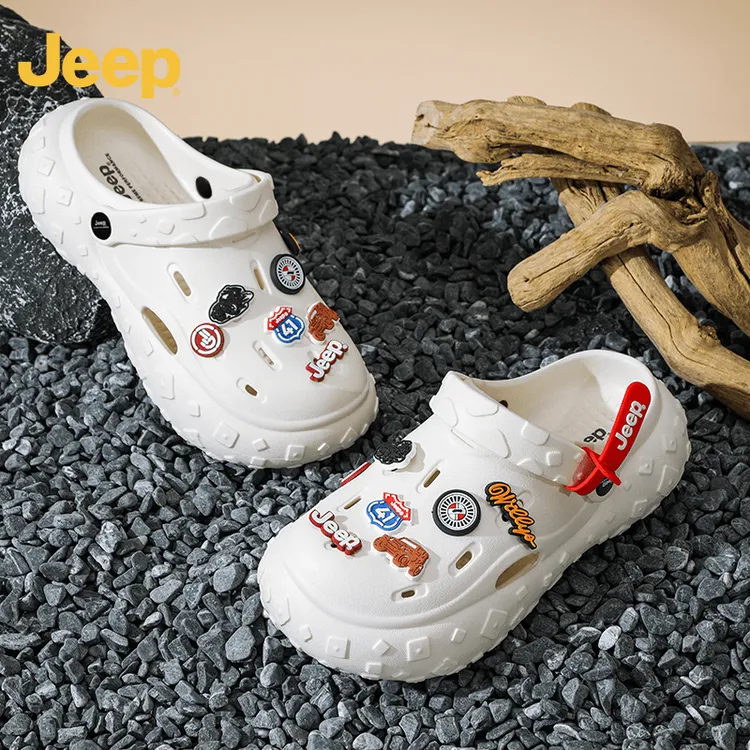 JEEP/吉普洞洞鞋女士防滑外穿2025款厚底凉鞋情侣拖鞋沙滩鞋男夏