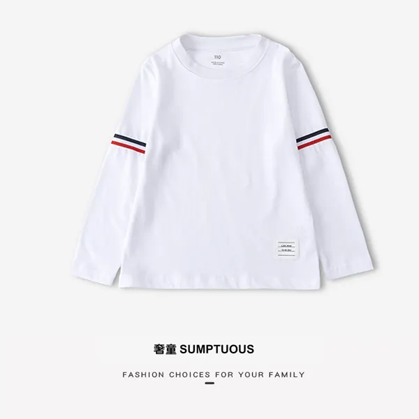 童装秋季儿童TB织带纯棉长袖春款圆领新品T恤D115321