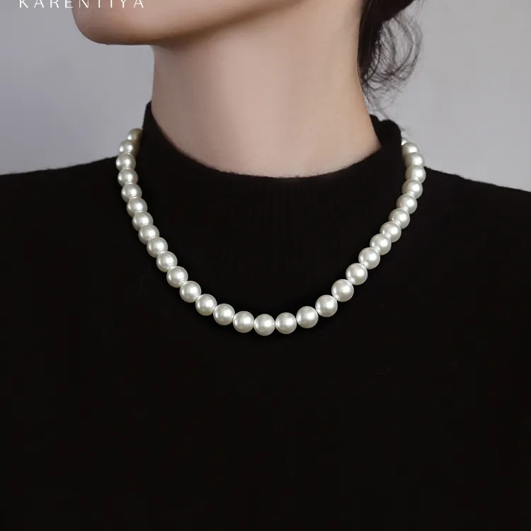 合金项链 施家珠珠项链女2025新款秋冬高级感毛衣链小众轻奢颈链