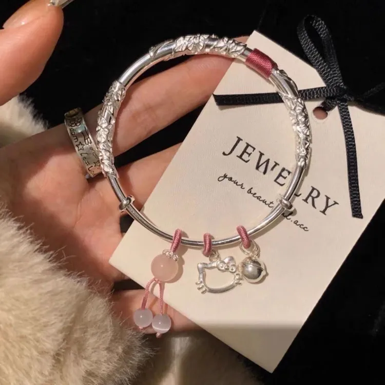 合金手链 猫咪铃铛手镯女学生闺蜜可爱百搭手链小众时尚个性手饰