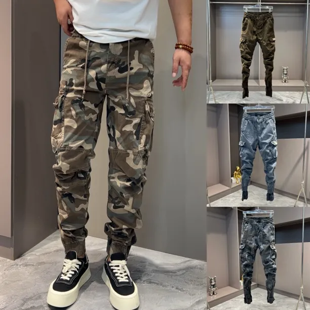 春秋潮流男士弹力工装裤时尚户外裤子休闲裤迷彩百搭大口袋8108