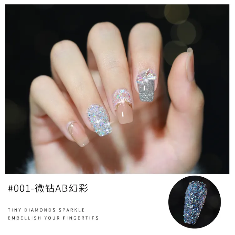 KaSi美甲饰品微钻海盐芝士平底小圆钻装饰爆闪钻饰超闪迷你彩色