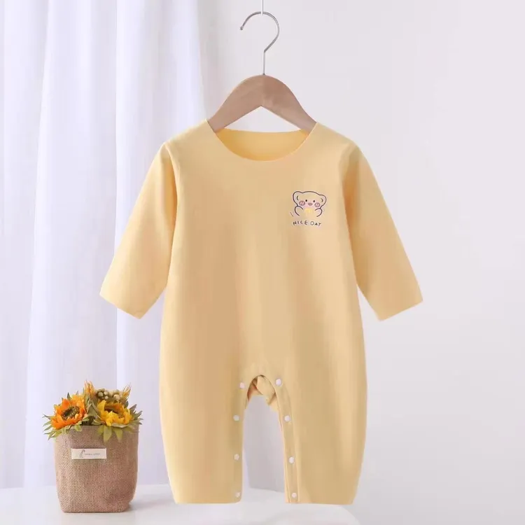 德绒自发热春秋款婴幼儿新生儿长袖连体衣打底0-2岁宝宝睡衣护肚