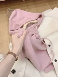 七言家  暖粉连帽衫抽绳毛衣3
