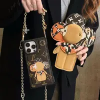 联名款薇薇安四角磁吸皮质大花小花苹果手机壳13promax适用14新款